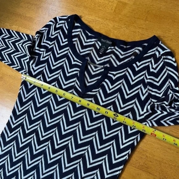 WHBM Sz M Chevron Stripes Tunic Cover Up Blouse Dress Open Knit V Neck Pullover - Picture 8 of 10